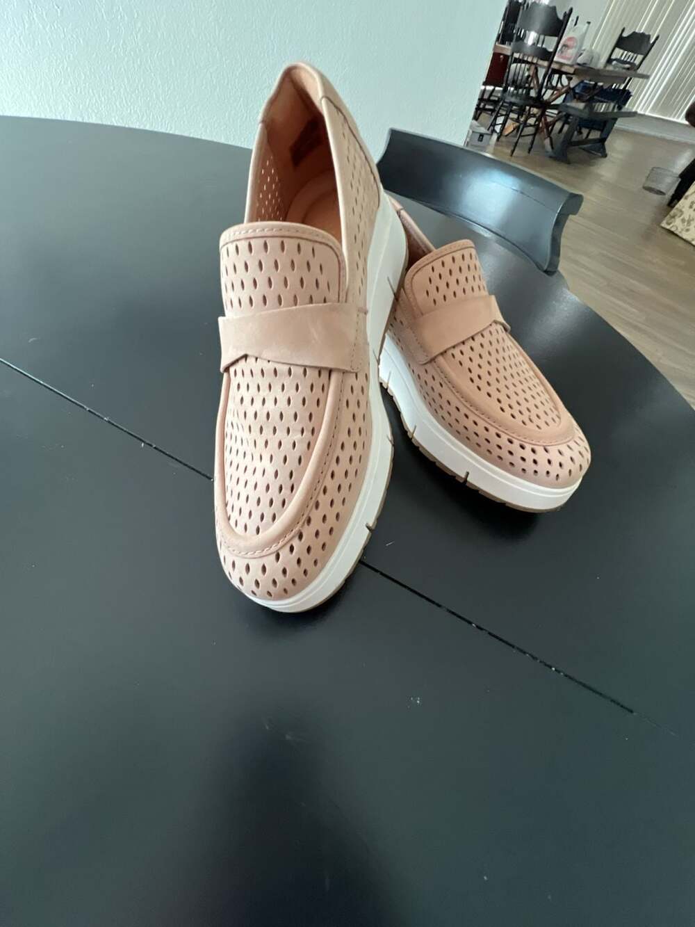Clarks Loriini Edge Platform Loafer Sand Nubuck